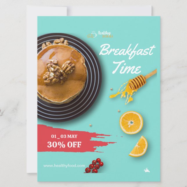 Breakfast Sale, Coffee Shop Breakfast Menu Invitation (Front)