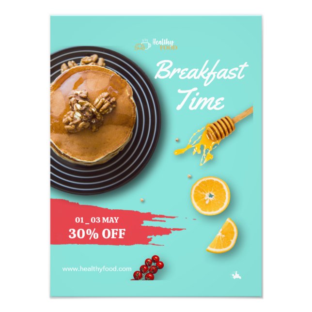 Breakfast Sale, Coffee Shop Breakfast Menu Photo Print (Front)