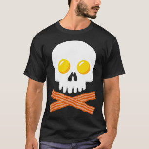 Breakfast Skull Egg and Bacon Skull Crossbones T-Shirt