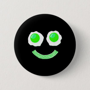 Breakfast St. Patricks Day Funny Eggs Smile Green  6 Cm Round Badge
