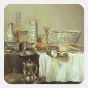Breakfast Still Life, 1638 Square Sticker