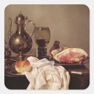 Breakfast Still Life (oil on panel) Square Sticker