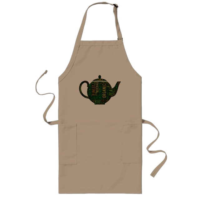 Breakfast teapot text design long apron (Front)