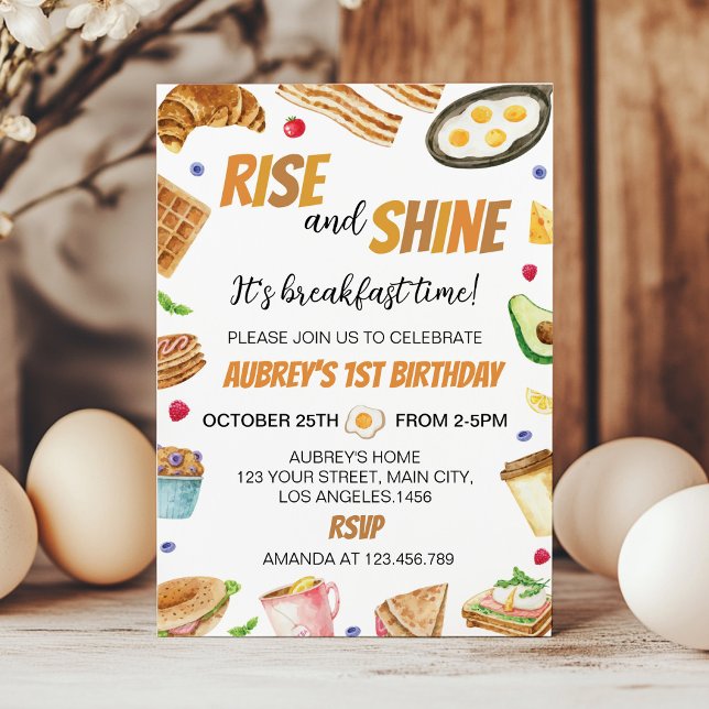 Breakfast Time Rise and Shine Brunch Birthday  Invitation (Creator Uploaded)