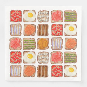 Breakfast Toast Pattern Paper Napkins