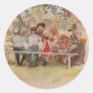Breakfast Under the Big Birch by Carl Larsson Classic Round Sticker