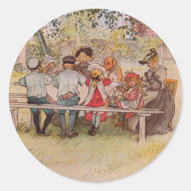 Breakfast Under the Big Birch by Carl Larsson Classic Round Sticker (Front)