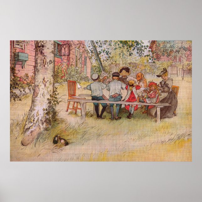Breakfast Under the Big Birch by Carl Larsson Poster (Front)