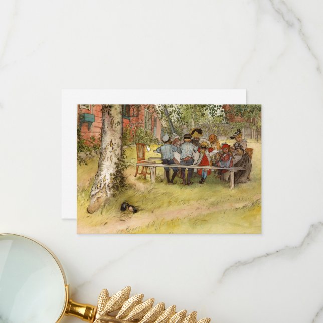 Breakfast under the Big Birch by Carl Larsson Thank You Card (Front/Back In Situ)