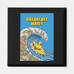 Breakfast Waves Humor Duck Surfer Surfing Unique F Magnet