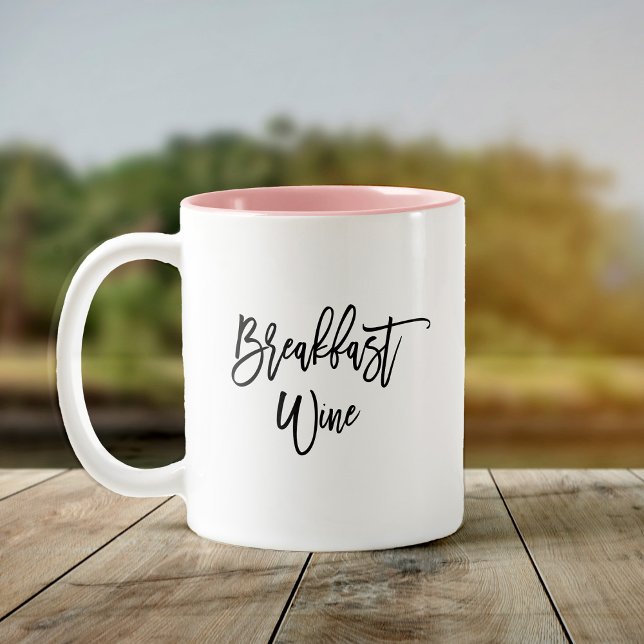 Breakfast Wine Funny Cute Quote Two-Tone Coffee Mug (Creator Uploaded)