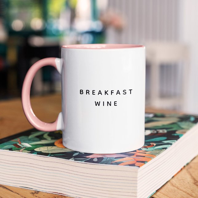 Breakfast Wine Funny Cute Trendy Quote Two-Tone Coffee Mug (Creator Uploaded)