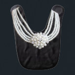 Breakfast with Baby Tiffany Baby Bib<br><div class="desc">Your favourite little socialite will look like a million bucks in this "Breakfast with Baby Tiffany" baby bib. The bib design features a classic little black bib with the image of a stunning pearl broach necklace. The tasteful elegance will be the perfect way to offset any strained peas that happen...</div>