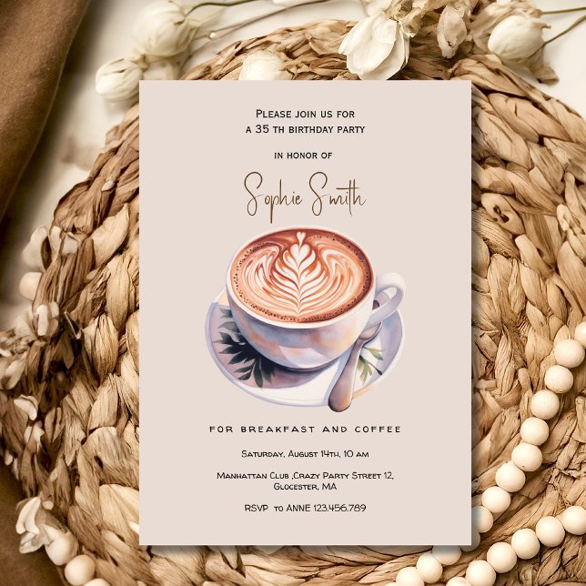Breakfast with coffee birthday party  invitation (Creator Uploaded)