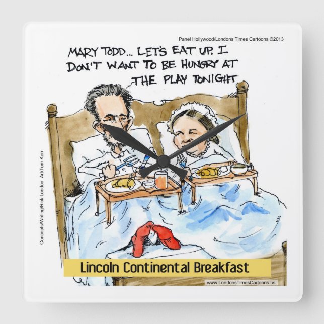 Breakfast With Lincoln Funny Wall Clock (Front)