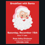 Breakfast With Santa Christmas Flyer<br><div class="desc">This eye-catching flyer is perfect for promoting your breakfast with Santa event or other special Christmas celebrations. It features a retro style illustration of Santa Claus set against a bright red background. All the text on this flyer can be customised with your own information.</div>