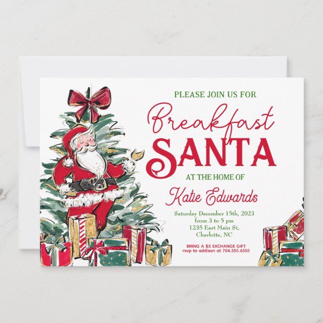Breakfast with Santa Invite, Santa Breakfast, Invitation (Front)