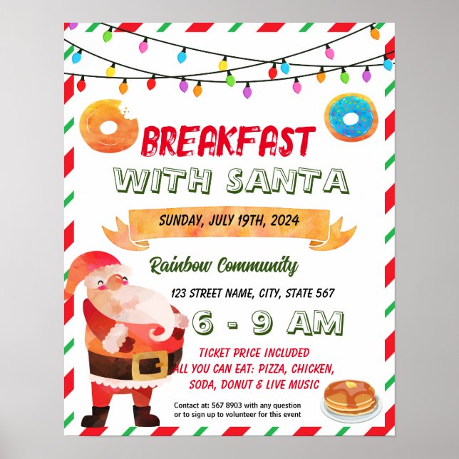 Breakfast with Santa school event template Poster (Front)