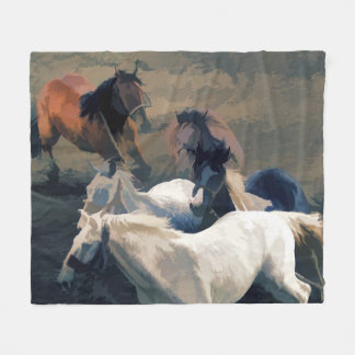 Breaking Away - Wild Horses Fleece Blanket