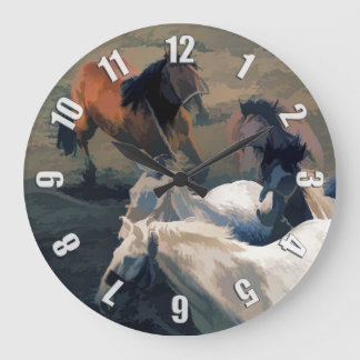 Breaking Away - Wild Horses Large Clock