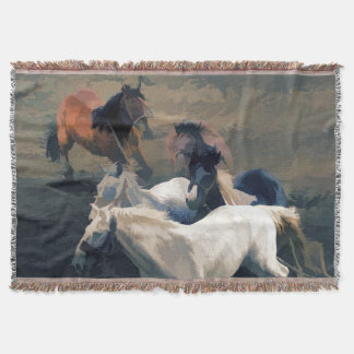 Breaking Away - Wild Horses Throw Blanket