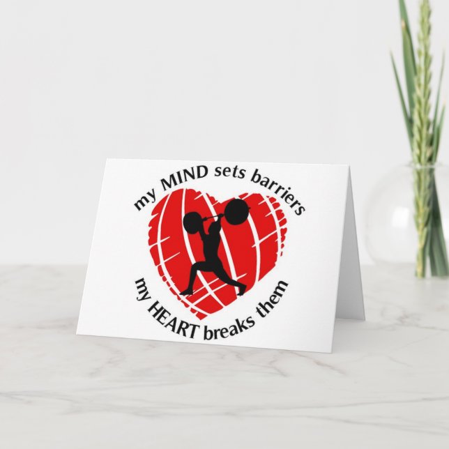 Breaking Barriers Weightlifter Valentines Card (Front)