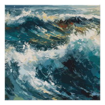 Breaking Beach Waves theme Painting