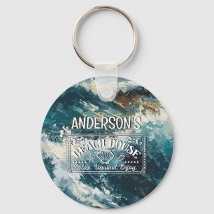 Breaking Beach Waves Your Adventure Begins Key Ring