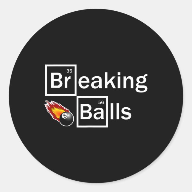 Breaking Billiard Player Pool Snooker 8 Ball Funny Classic Round Sticker (Front)