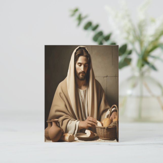 Breaking Bread: Jesus’ Sacred Moment Postcard (Standing Front)