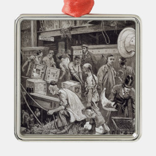 Breaking Bulk on Board a Tea Ship in the London Do Metal Tree Decoration