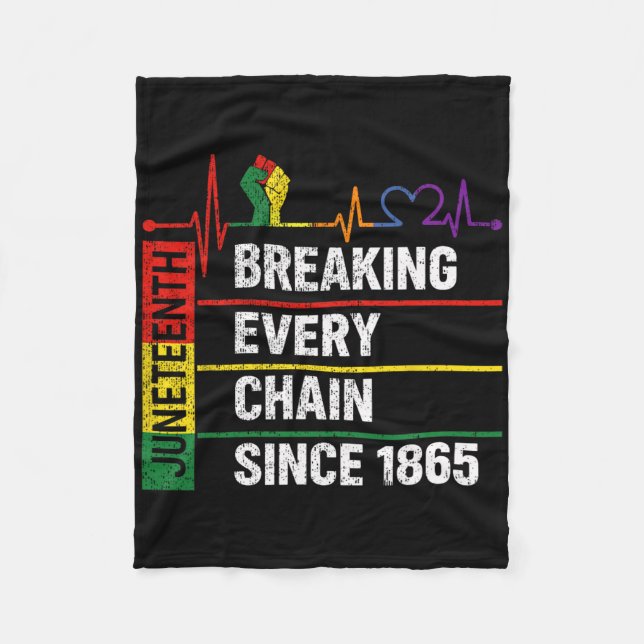 Breaking Every Chain Since 1865 Black Juneteenth  Fleece Blanket (Front)