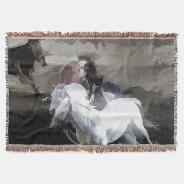 Breaking Free   -  Wild Horses Throw Blanket (Front)