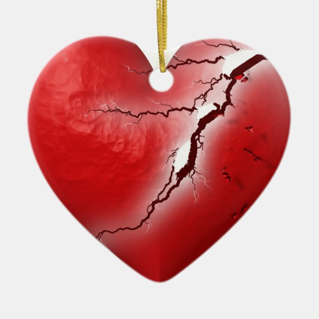 Breaking Heart Ceramic Tree Decoration (Front)