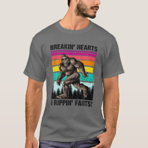 Breaking Hearts And Rippin's Farts Bigfoot Retro V T-Shirt