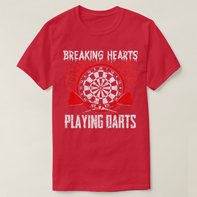 Breaking Hearts Playing Darts T-Shirt (Design Front)