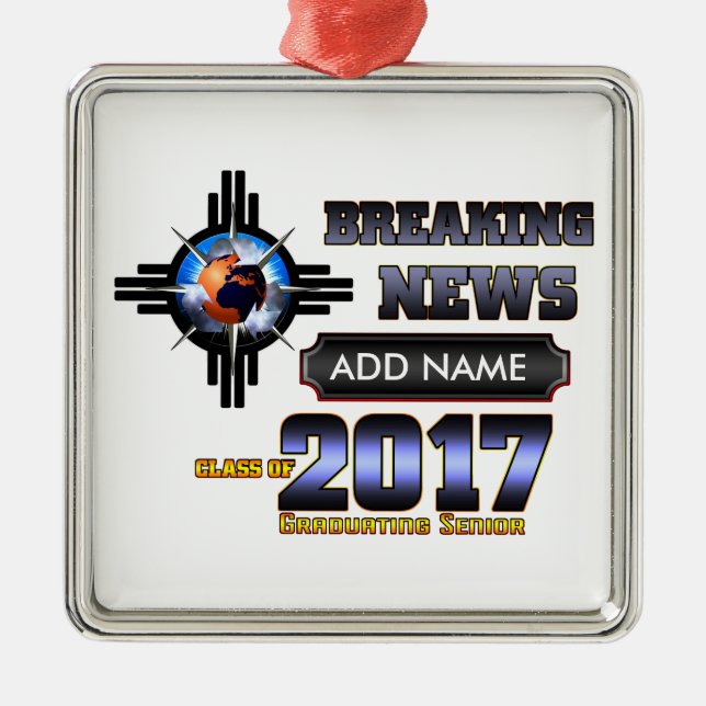 Breaking News Class Of 2017 Metal Tree Decoration (Front)
