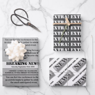 Breaking News Personalised Special Day Newspaper Wrapping Paper Sheet