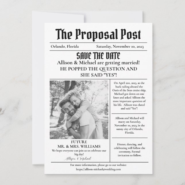 Breaking News:Save the Date for our Special Event! Invitation (Front)