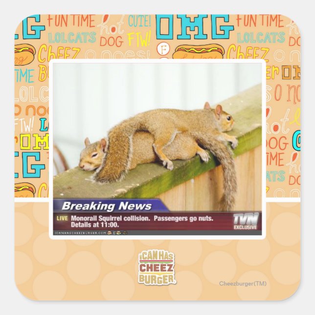 Breaking News Square Sticker (Front)