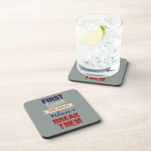Breaking Rules plastic coasters