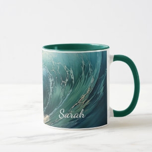 Breaking Surf Painting Personalised  Mug