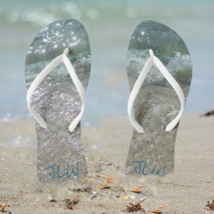 Breaking Surf with Initials Flip Flops