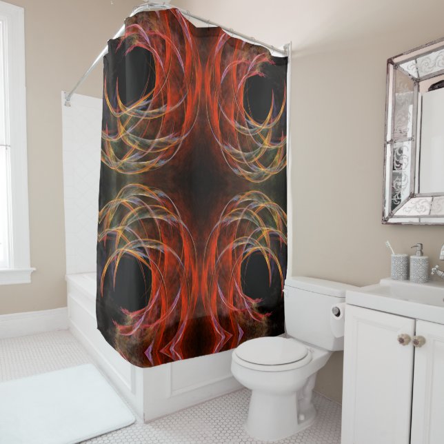 Breaking the Circle Abstract Art Shower Curtain (In Situ)
