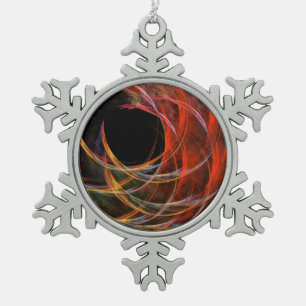Breaking the Circle Abstract Art Snowflake Pewter Christmas Ornament