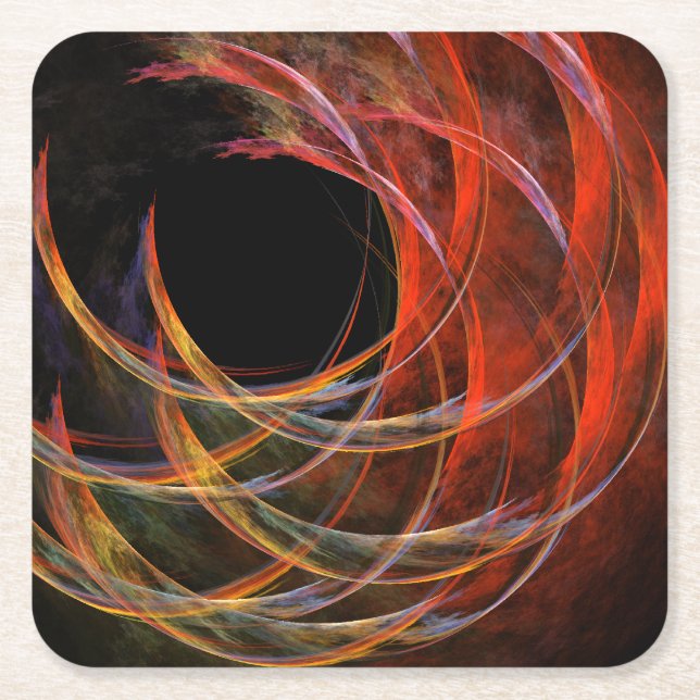 Breaking the Circle Abstract Art Square Paper Coaster (Front)