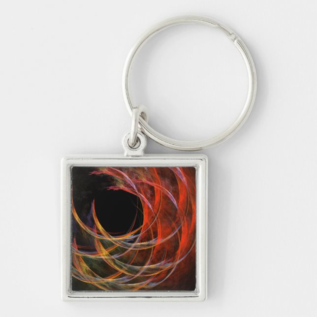 Breaking the Circle Vortex of Fire Abstract Art Key Ring (Front)