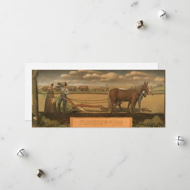 Breaking the Prairie, 1939 by Grant Wood Holiday Card (Front/Back In Situ)