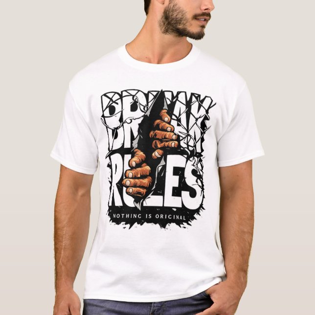 Breaking the Rules Street Art Graphic T-Shirt – Bo (Front)