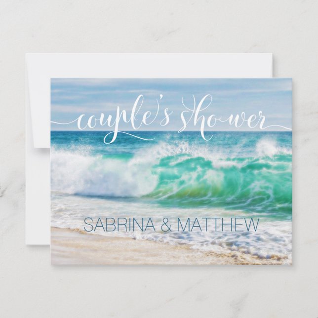 Breaking Waves Beach Couple's Wedding Shower Invitation (Front)